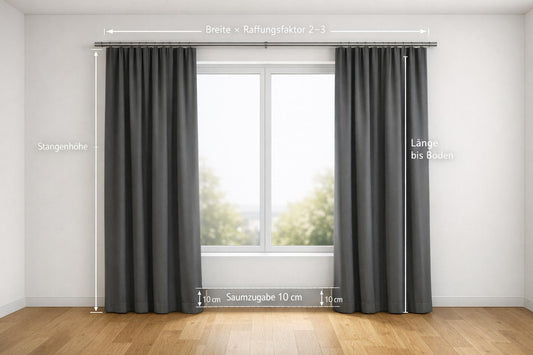 Massanleitung für bodenlange Verdunkelungsvorhänge